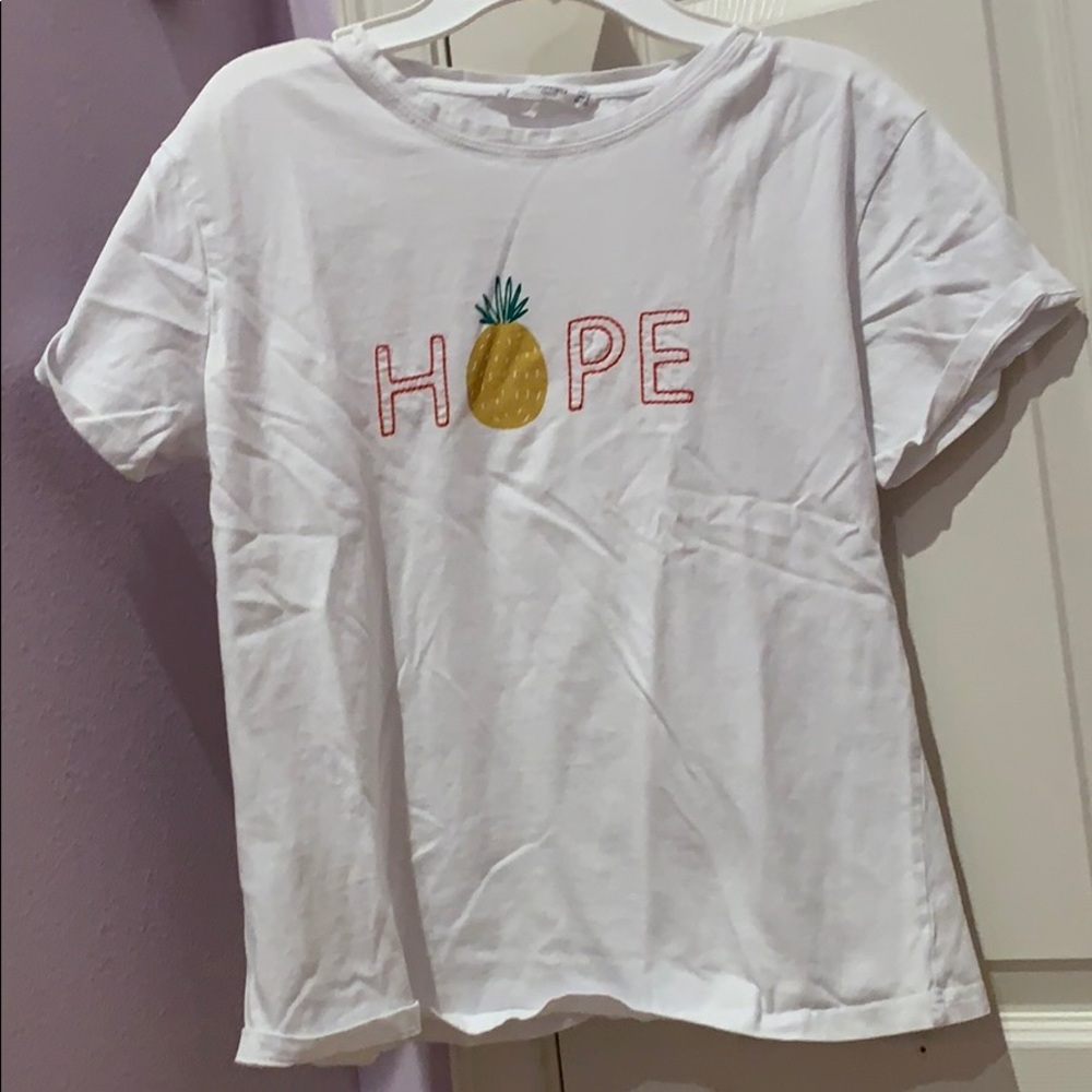 White tshirt with hope lettering